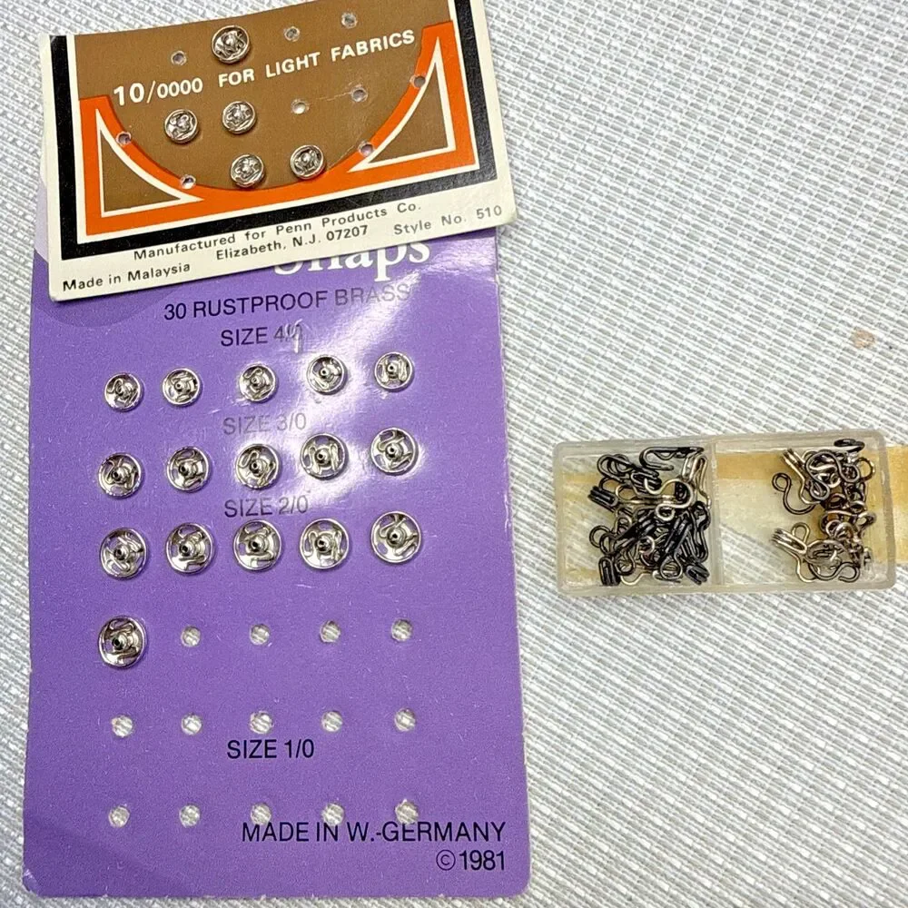 Vintage MCM Sewing Tin Lot, Buttons Thread Notions Applique Labels Ribbon, More!